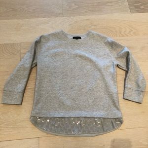 J-Crew grey quarter length sweater with sequins